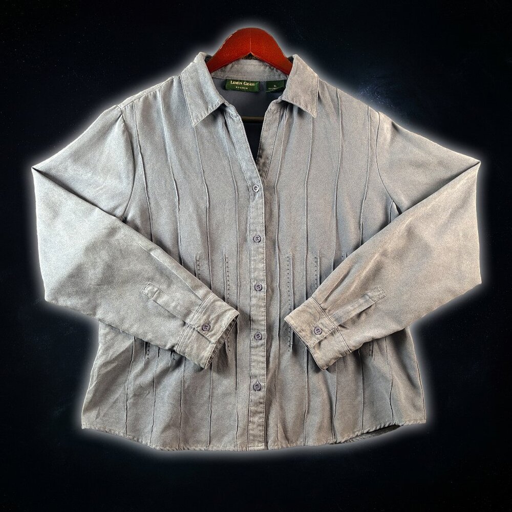 Lemon Grass Studio Blue Button Up Long Sleeve Textured Shirt Men's Size XL